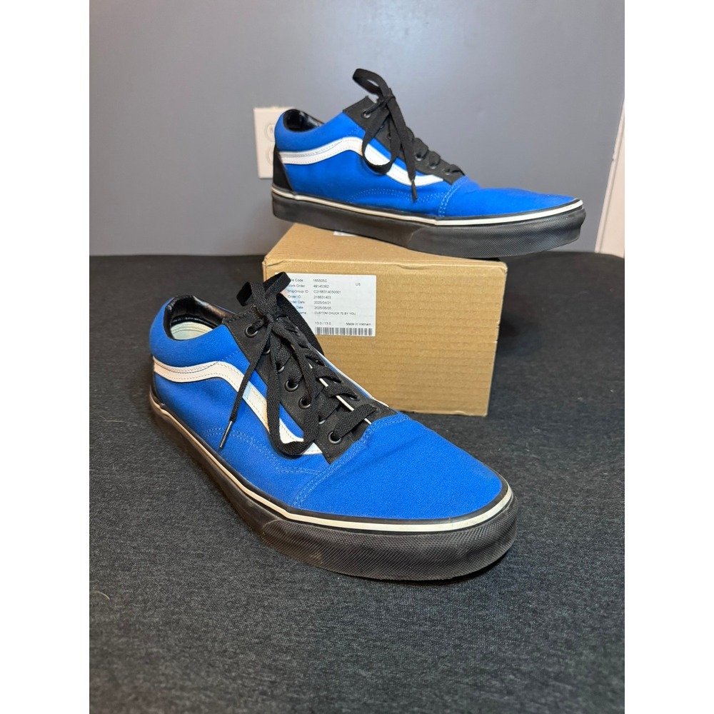 Vans Old Skool Blue Black White Skate Shoes Mens 13 Low Top